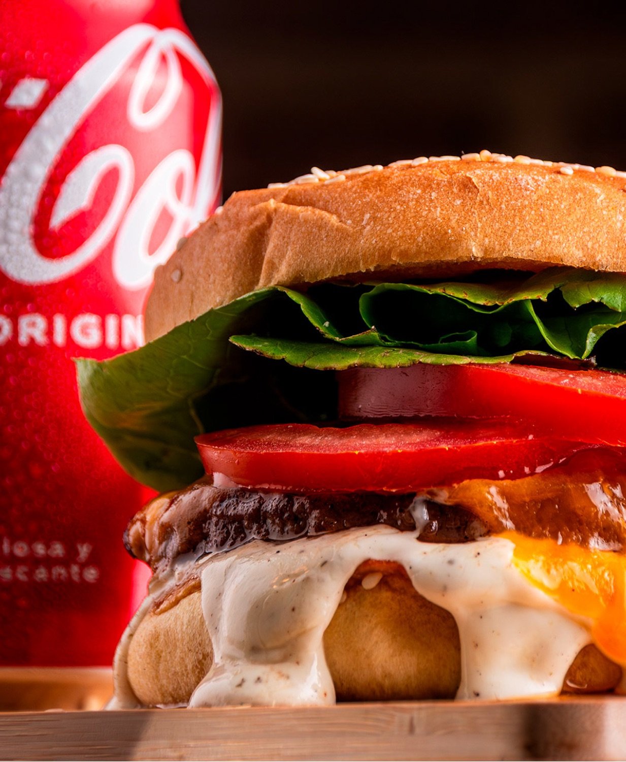 Hamburguesa con Coca-Cola — fotografía profesional